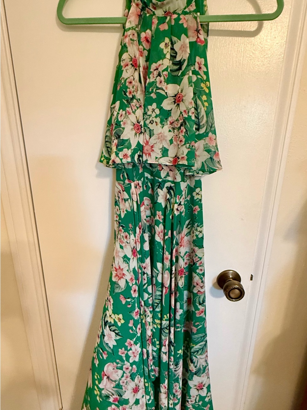 Eliza J Teal Green Floral Dress with Pink Accents
